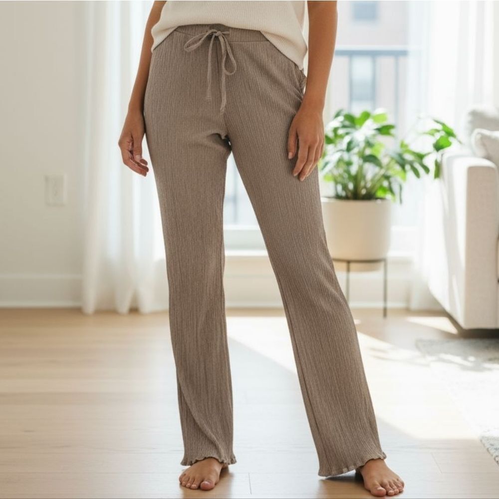 Zara Women's Beige Drawstring Straight Leg Pants